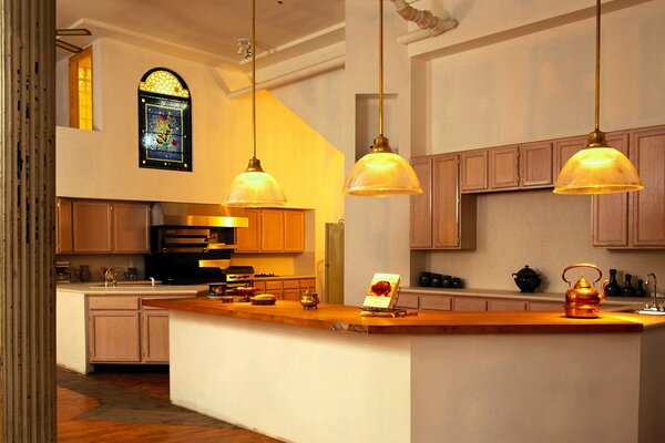 Original kitchen with a large work surface