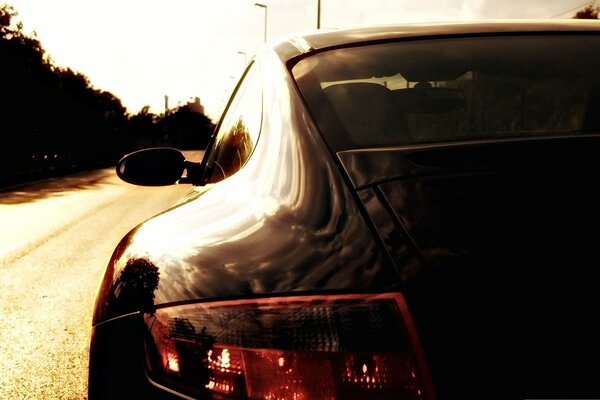 Porshe car at dusk