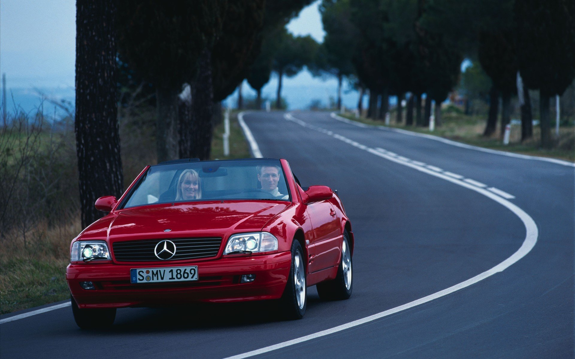 mercedes benz sl r автомобили широкий экран картинки машины тачки мерседес дорога деревья природа