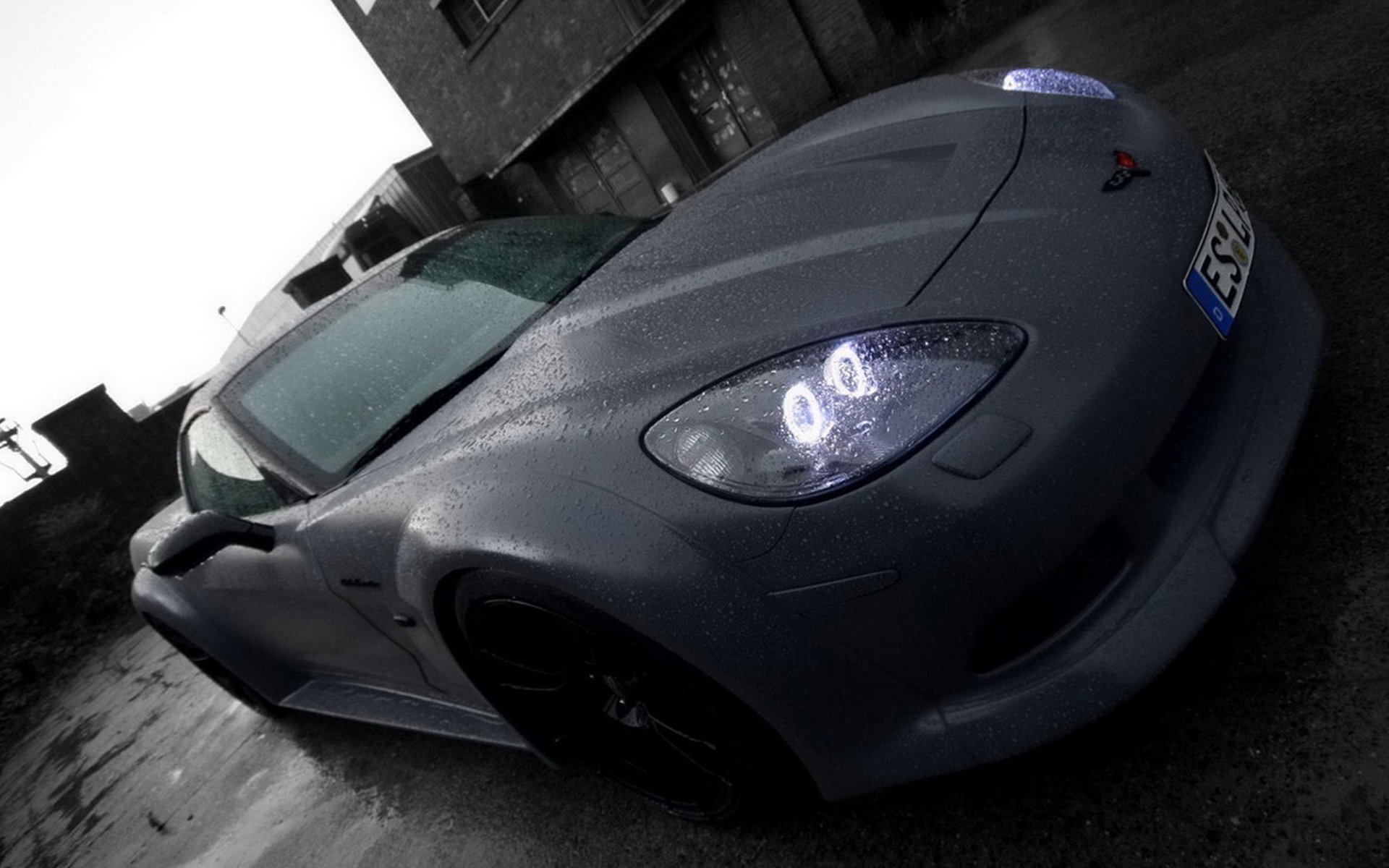 auto lom rendimiento corvette c6 lluvia blanco y negro