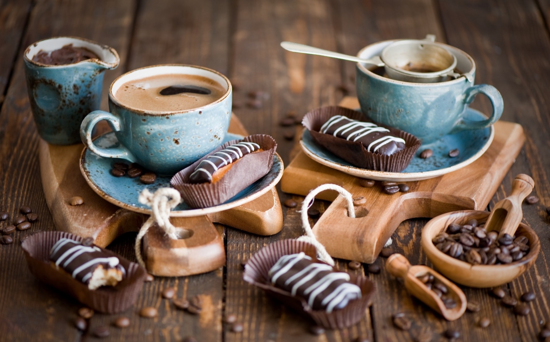 kaffeebohnen kaffee eclairs ein bett