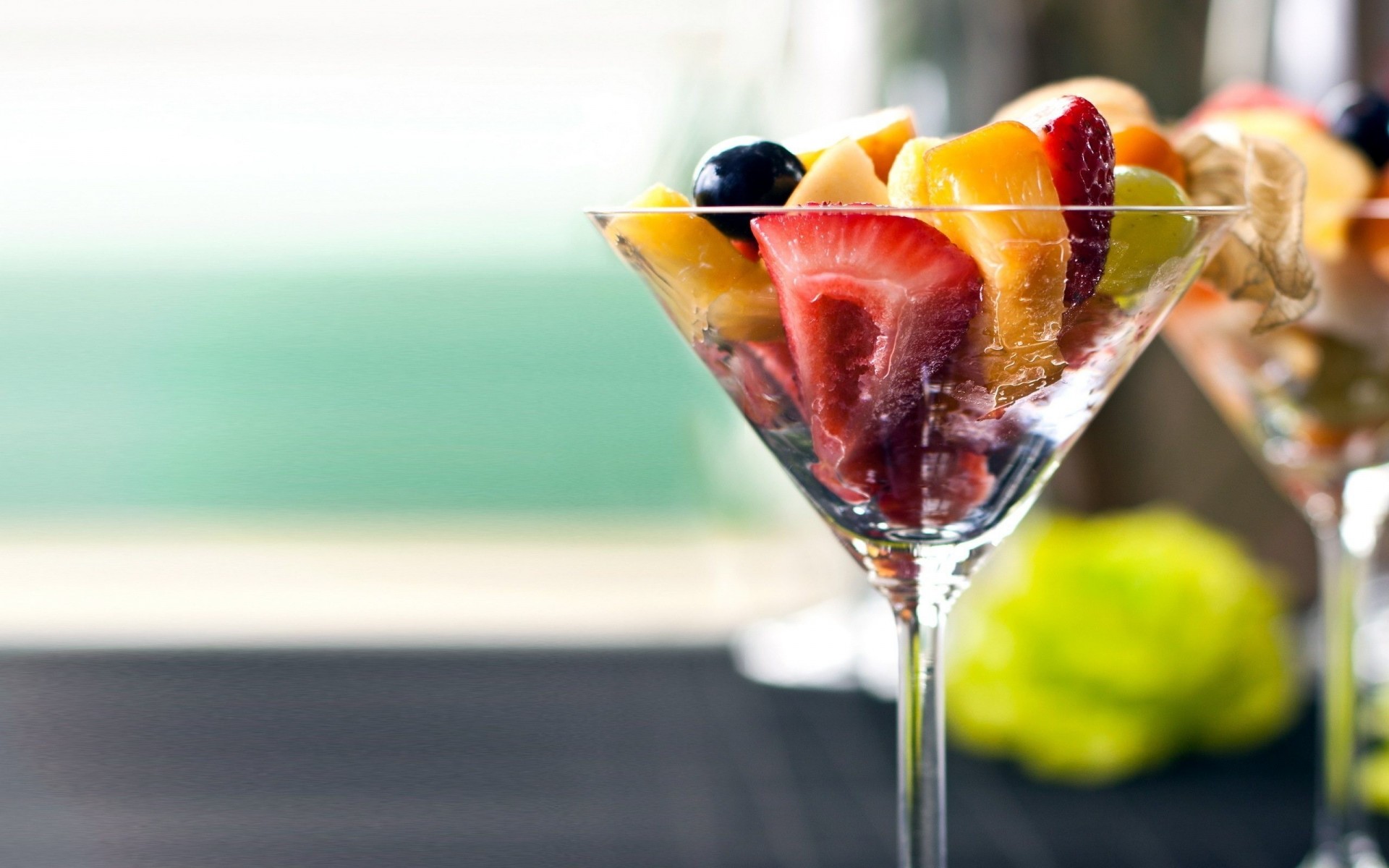 cocktail fruits delicious glass dessert