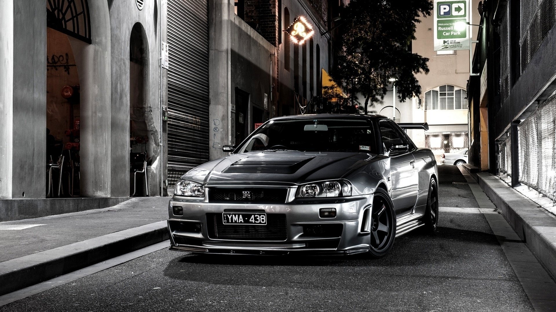 bnr34 japan nissan grey street car wallpaper skyline