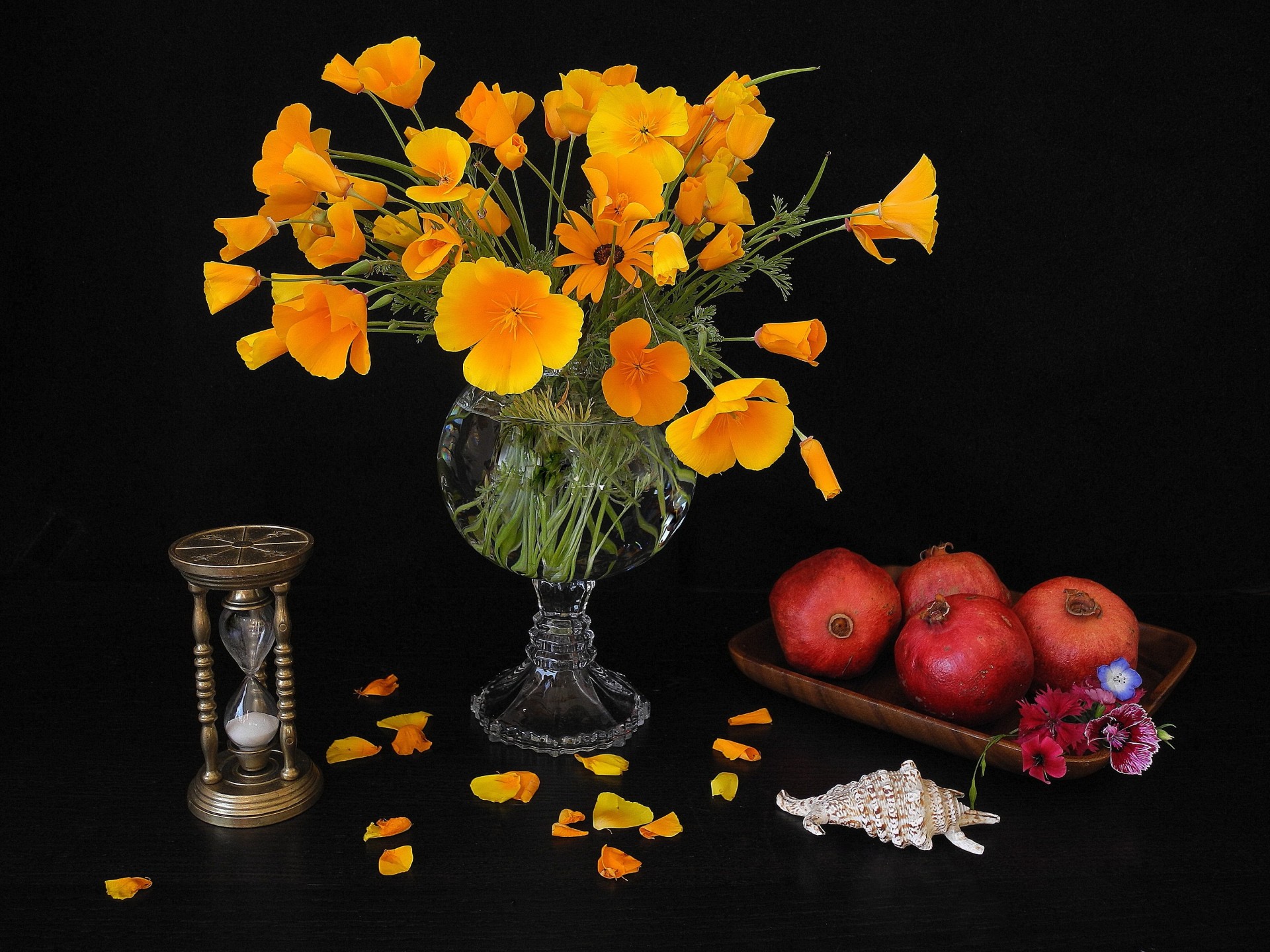 fruta cama flores granada