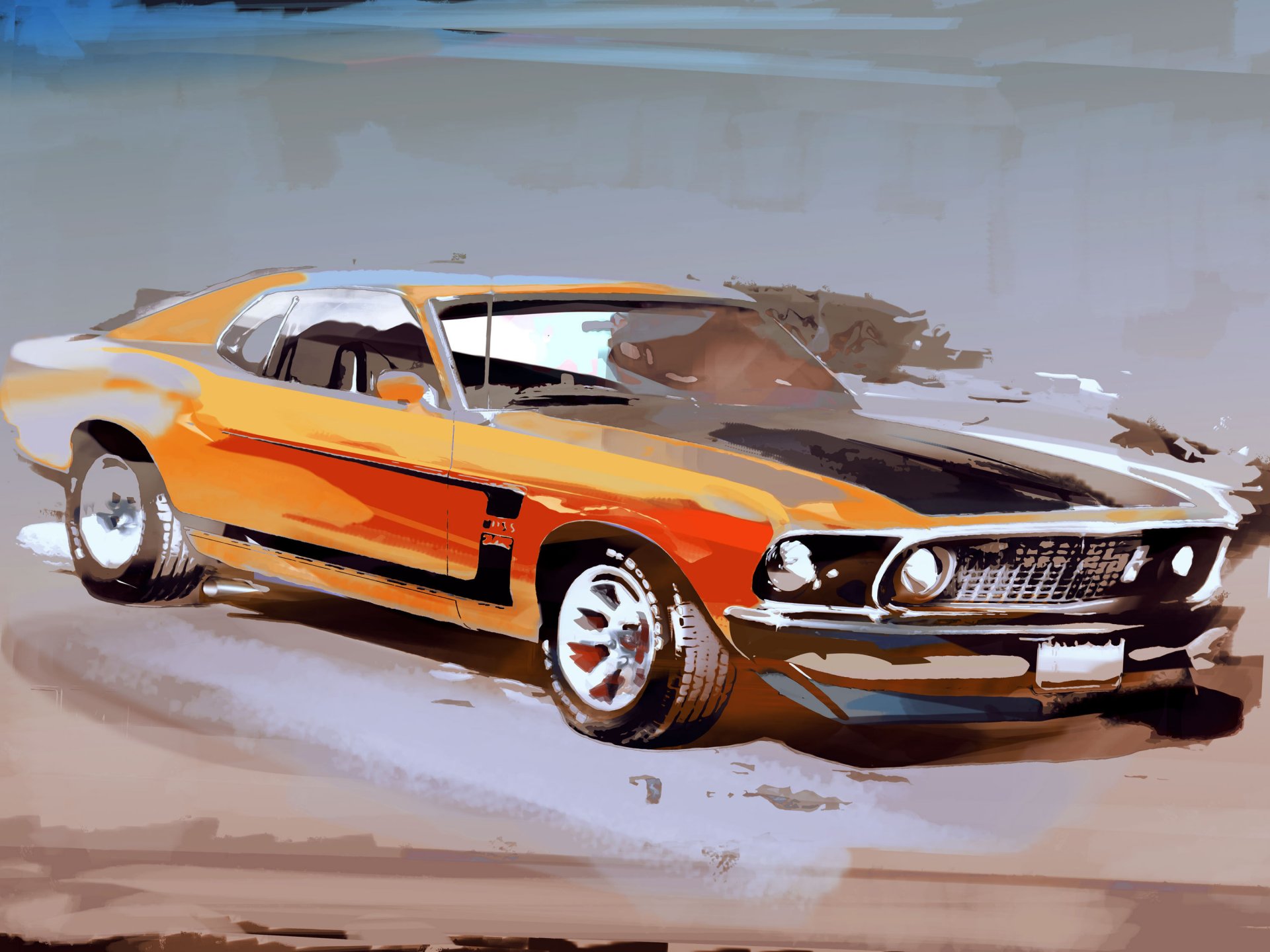 coche dibujado a mano ford mustang