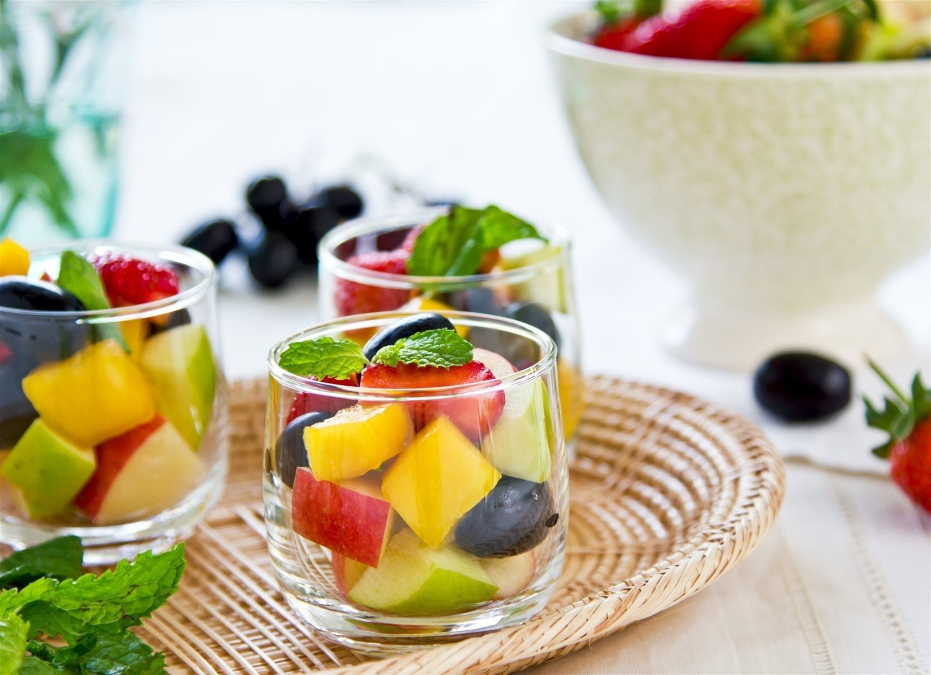 obst tablett salat glas