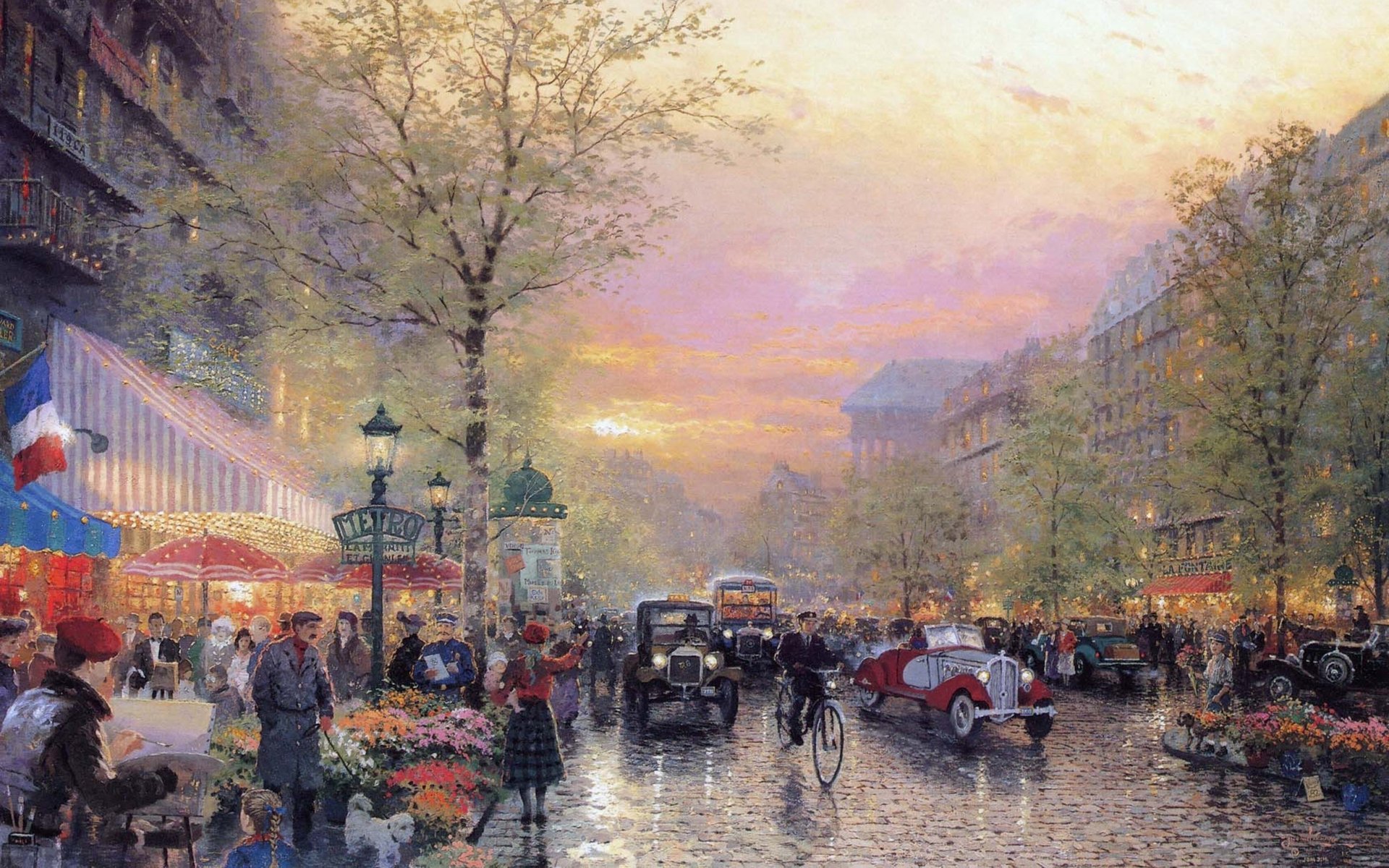 painting thomas kinkade le boulevard des lumieres at dusk city of lights paris france art