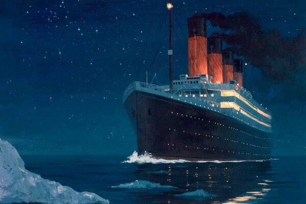 Titanic sull orlo della collisione con un iceberg