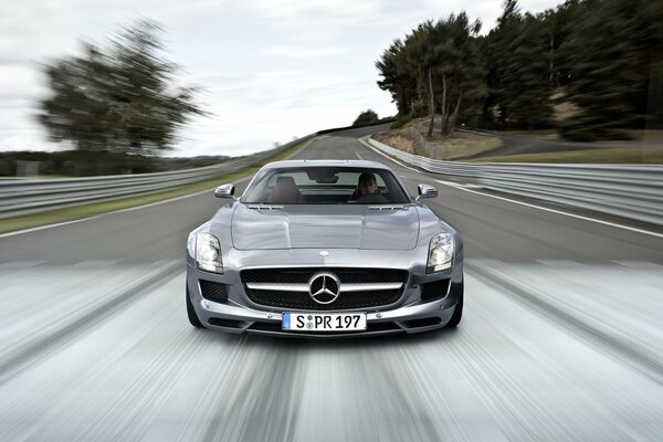 Mercedes-Benz SLS AMG car at speed