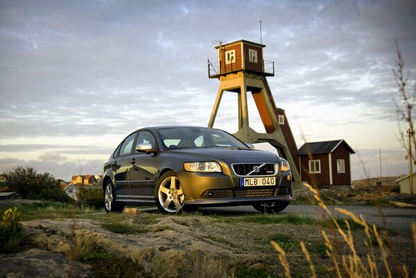 Volvo S40 car in a rural landscape