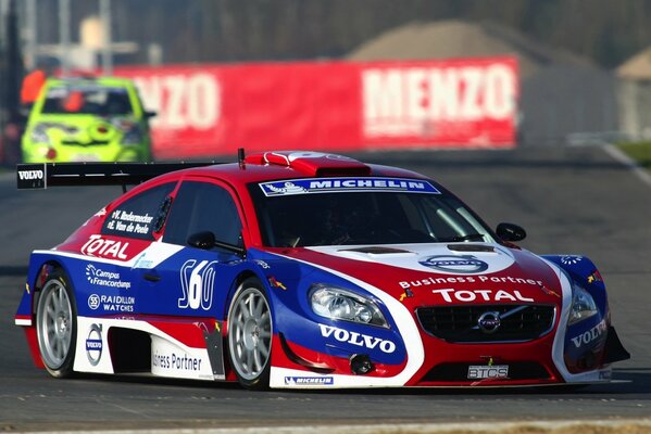 Volvo btcs sports car red and blue at the races