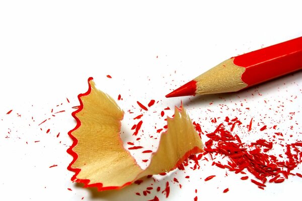 Large red pencil shavings