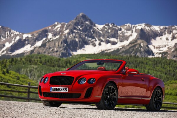 Coche rojo con techo abierto