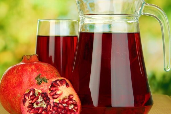 Pomegranate juice in a jug