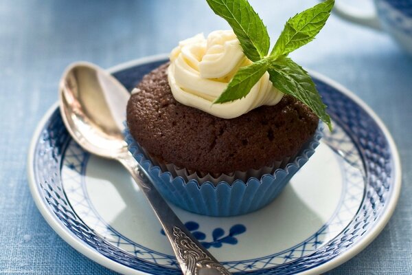 Delicious cupcake dessert on a plate