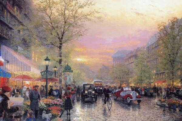 Pintura de Thomas Kinkade, que representa París (Francia)