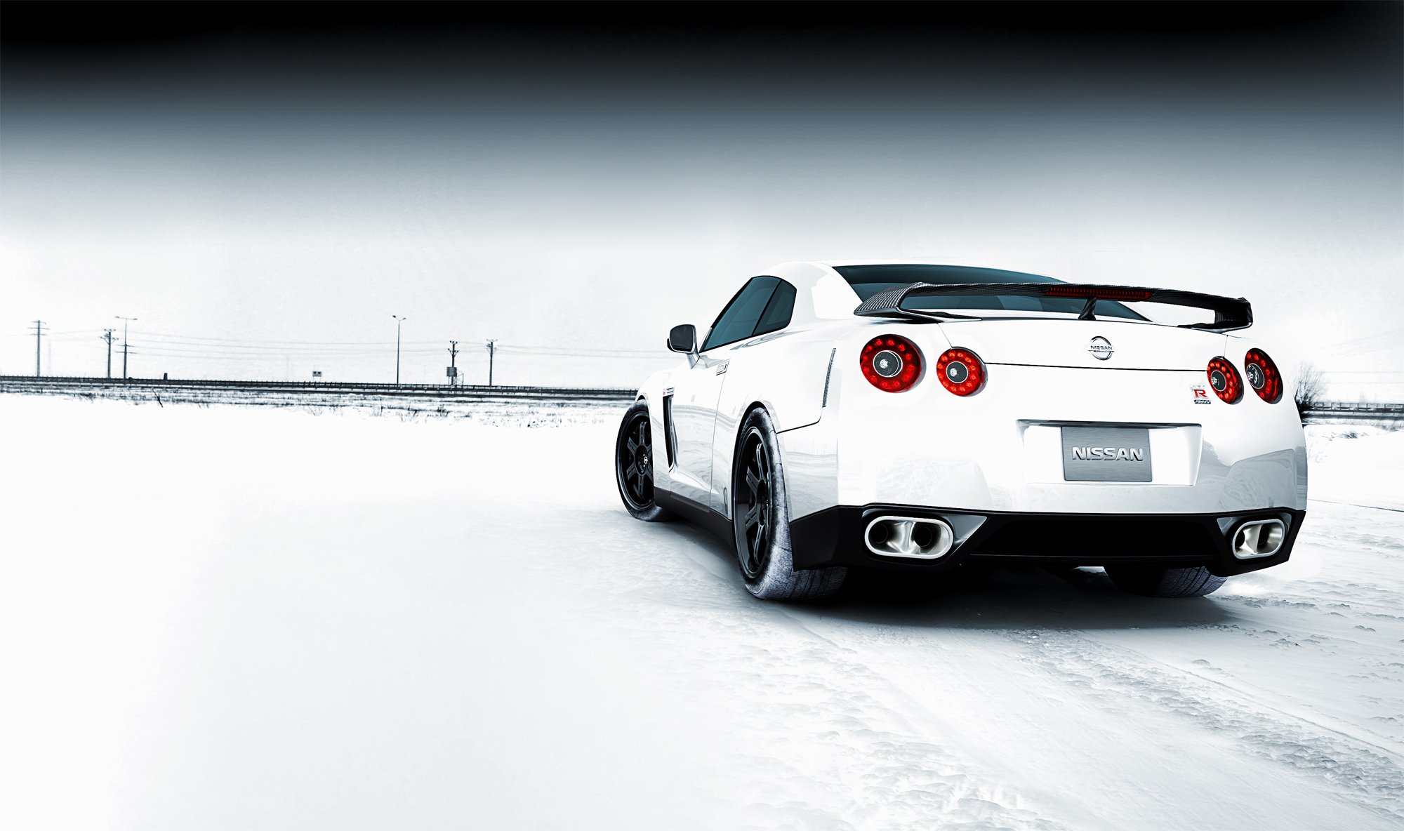 nissan gtr snowy field snow winter