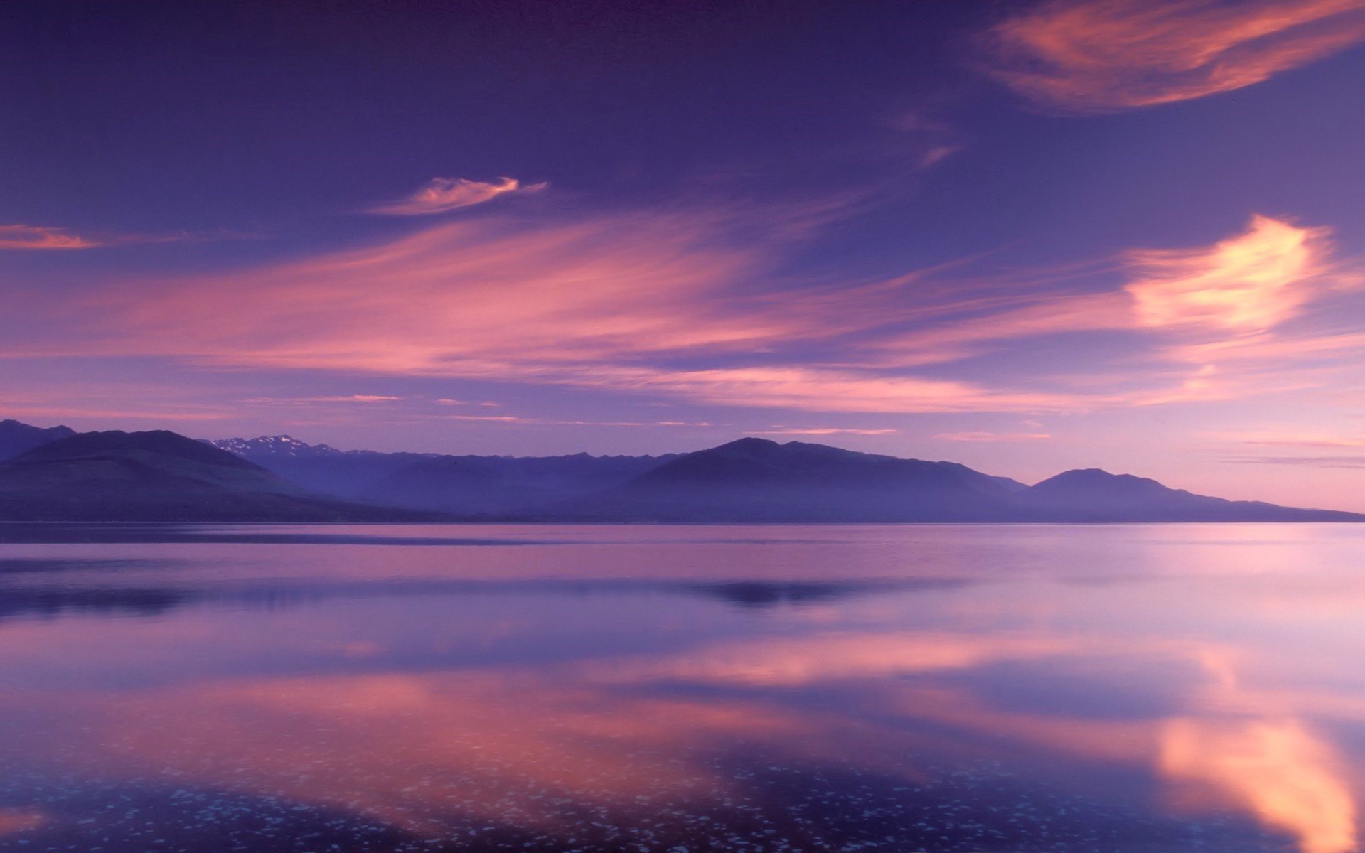 clouds mountain reflection lake flower