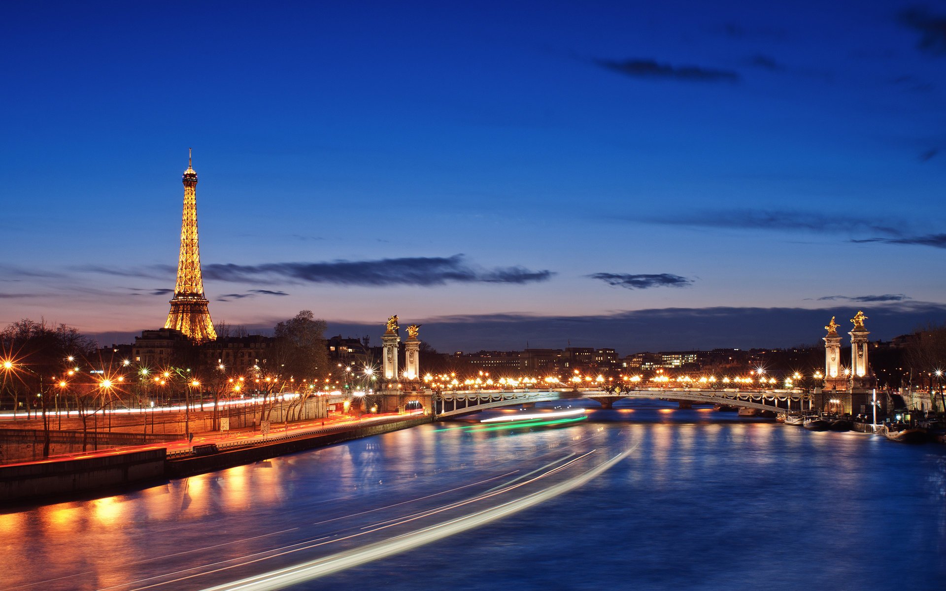 frankreich lichter paris abend fluss stadt