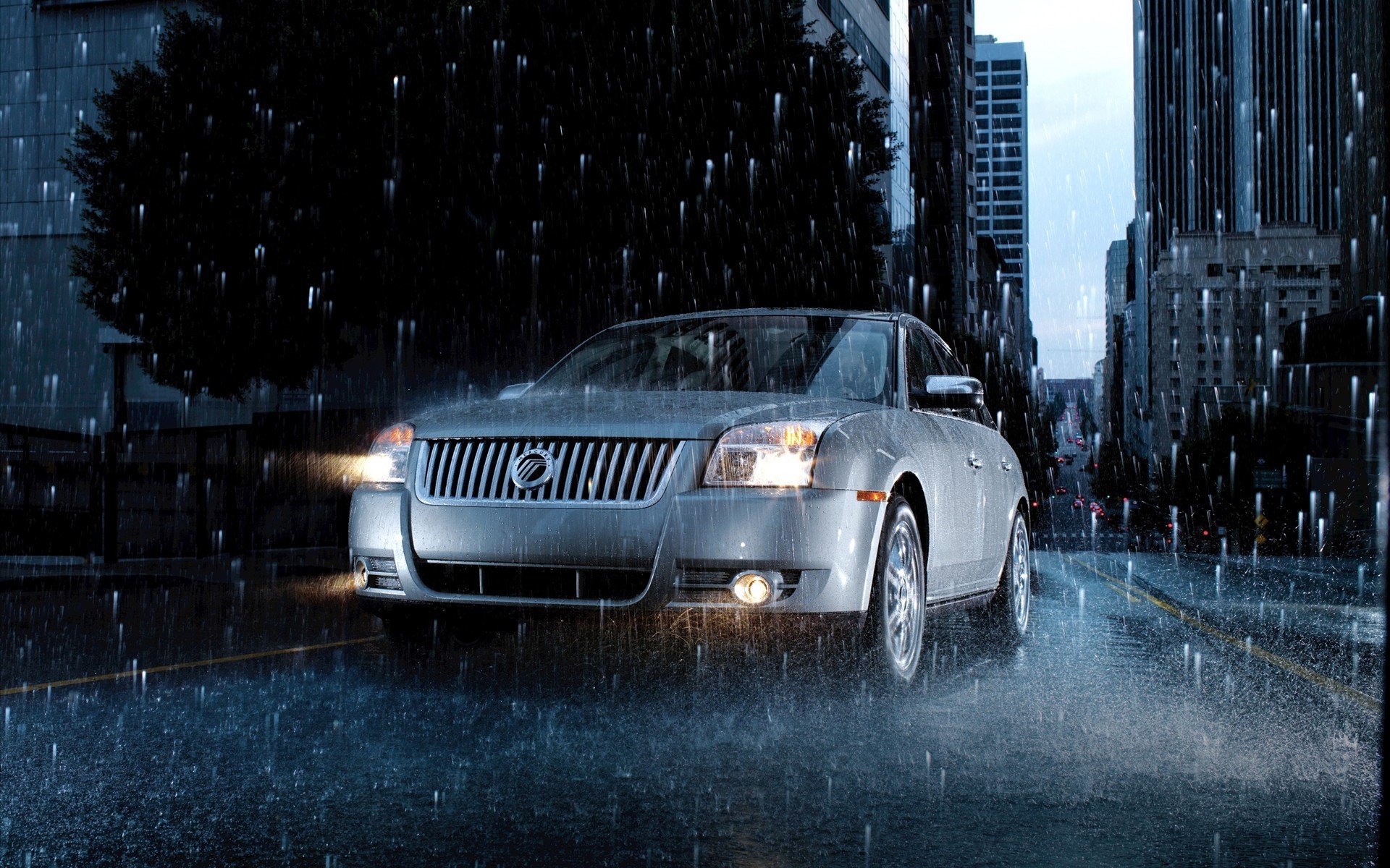 mercury sable rain water drops road city cars rain drop