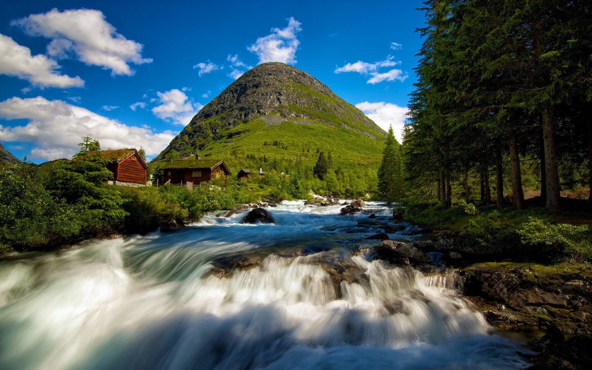 valldalen berg wasserfall norway häuser