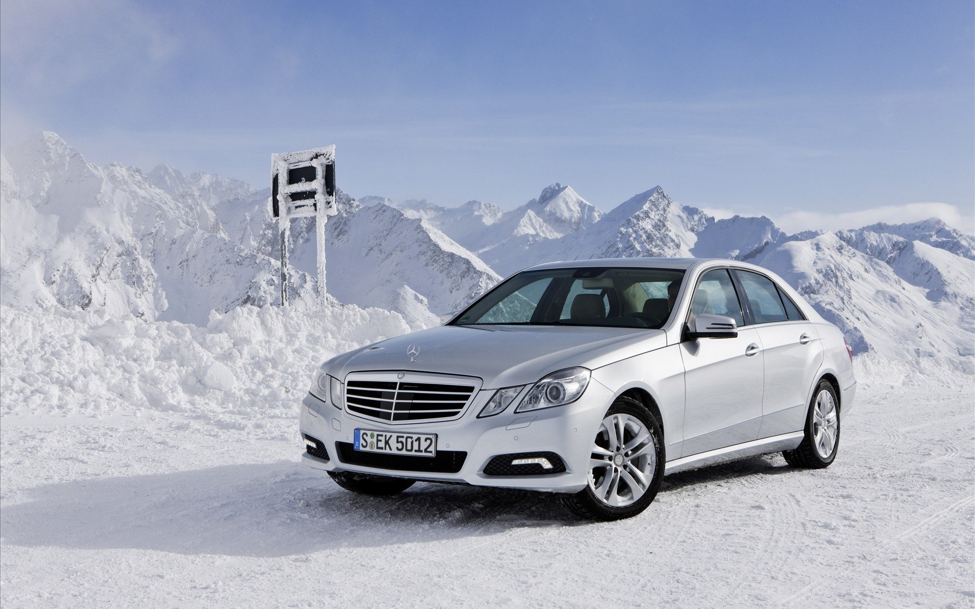 machinery mercedes snow mountain winter nature auto mercedes-benz e class 4matic