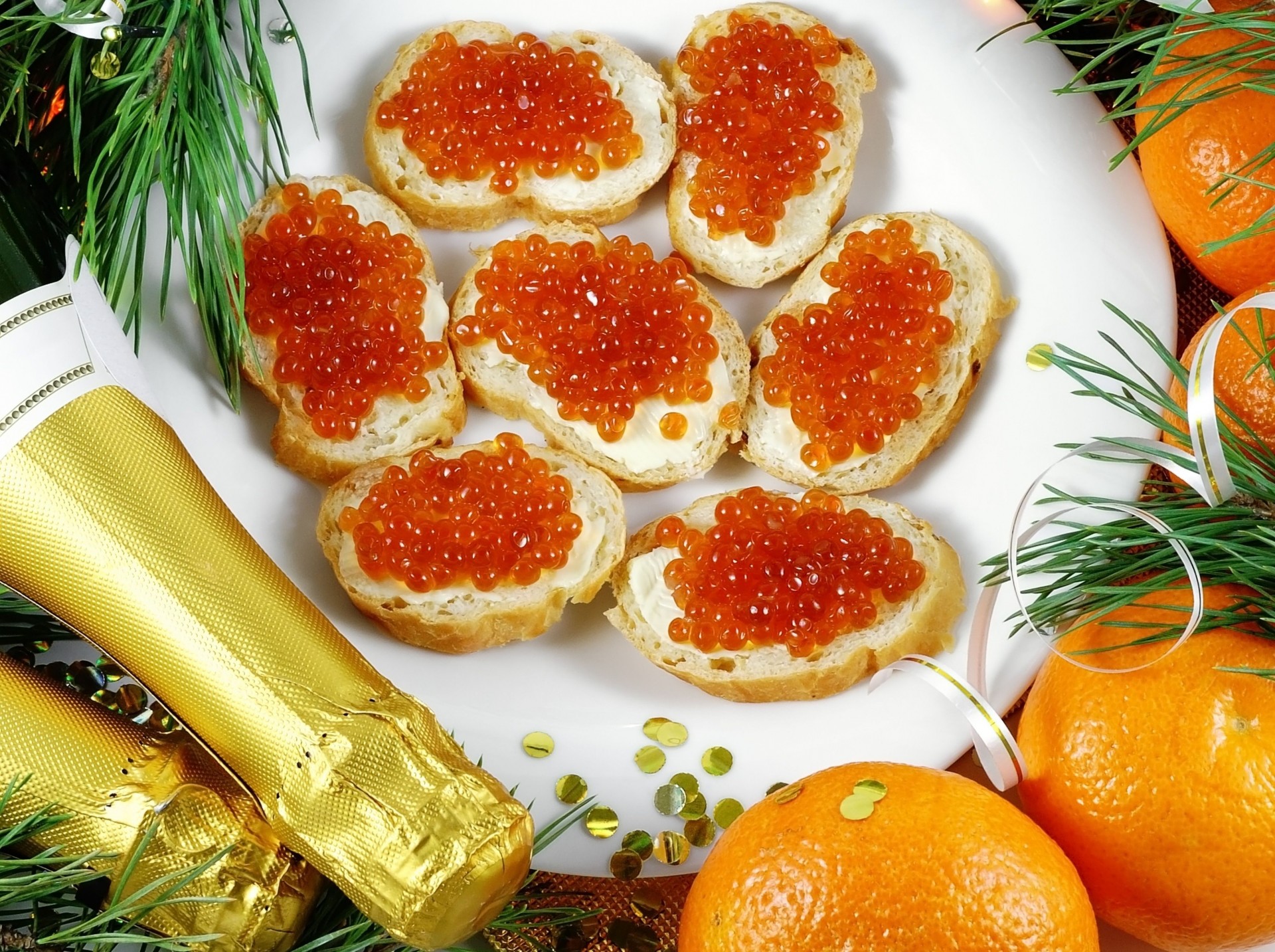 beurre nouvel an mandarines sandwichs champagne caviar