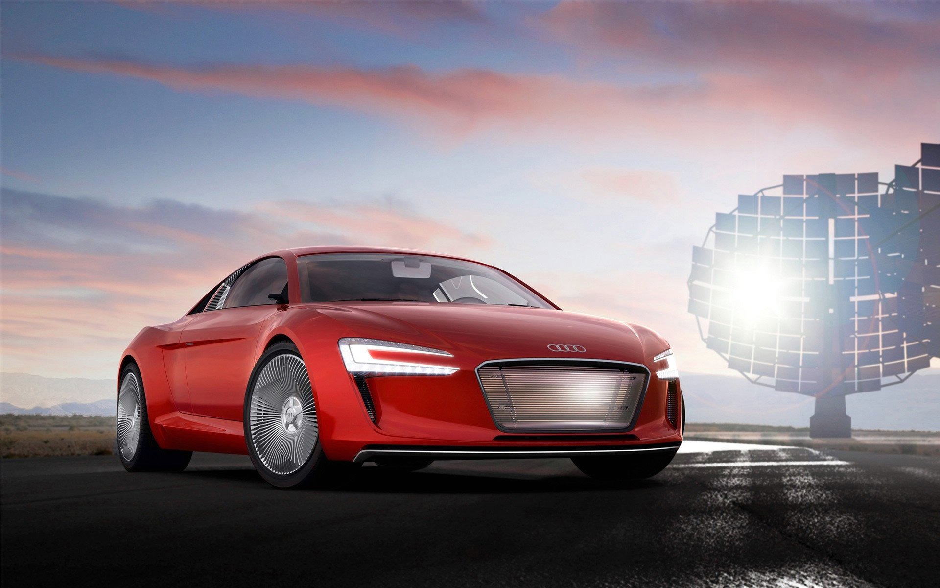 audi e-tron e tron runway sun