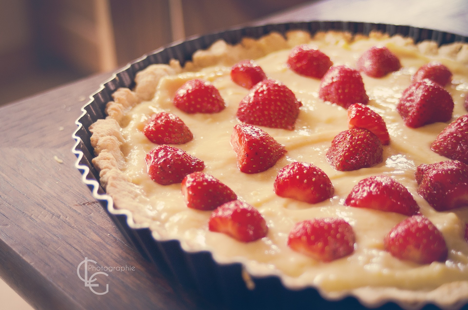 crème table fraise gâteau