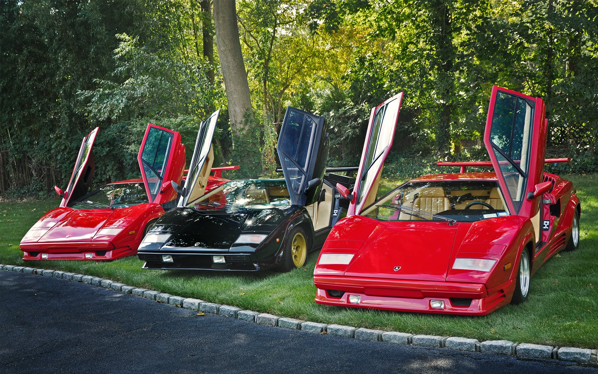 lamborghini countachs trio open door