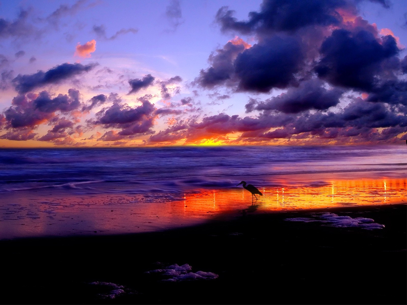 puesta de sol nubes mar cigüeña