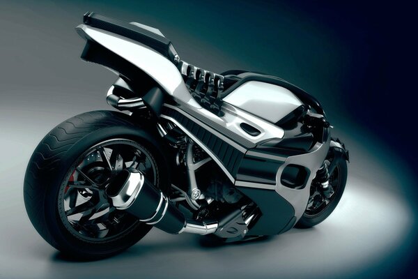 Concept de moto de sport sur fond de surface blanche