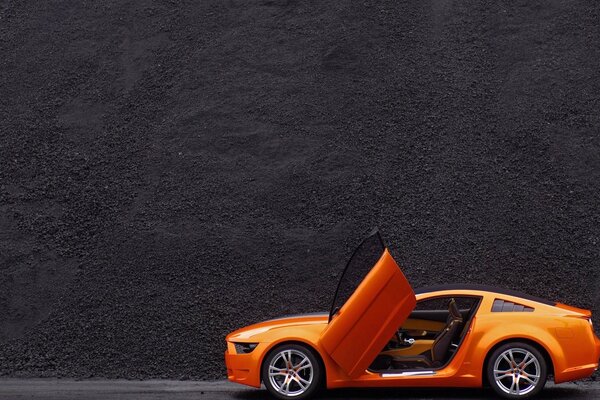 Sports car on a dark background with texture