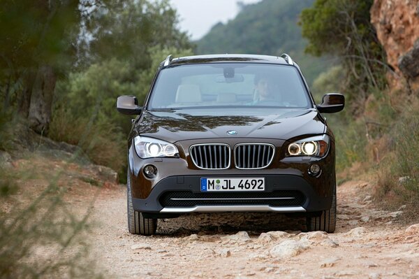 Brown bmw x1 car