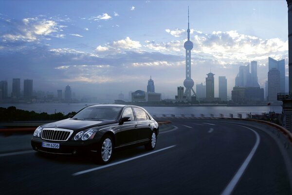 Stately maybach car on the road