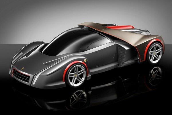 3D model of a black Ferrari car