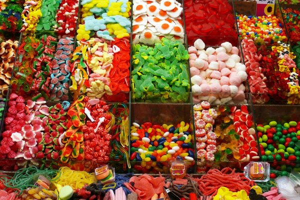 Counter with a variety of sweets and sweets