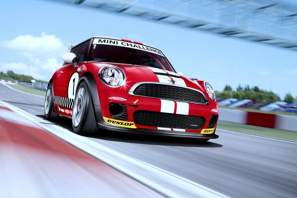 Imagen de Mini Cooper en la pista de carreras