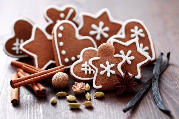 Holiday cookies. Decorated pastries for the new year