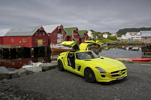 Yellow cars with vertical doors