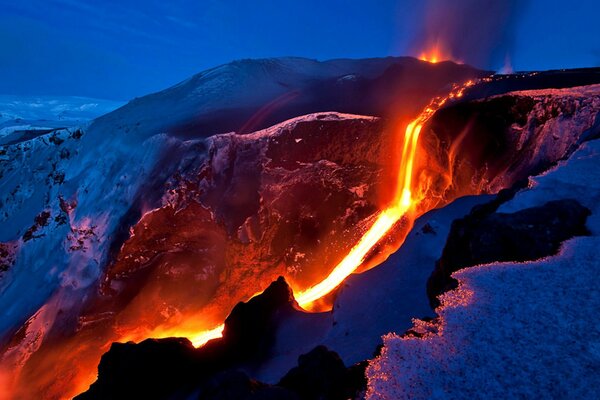 Volcanic eruption melts snow