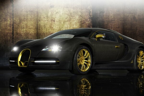 Bugatti noir sur revêtement miroir