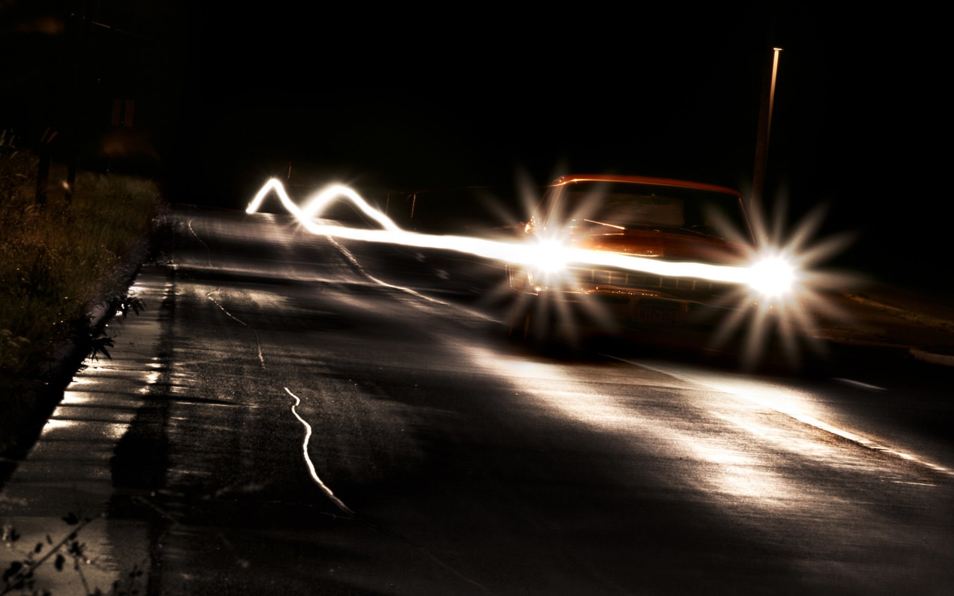 coche noche luces carretera viaje varios luces coches