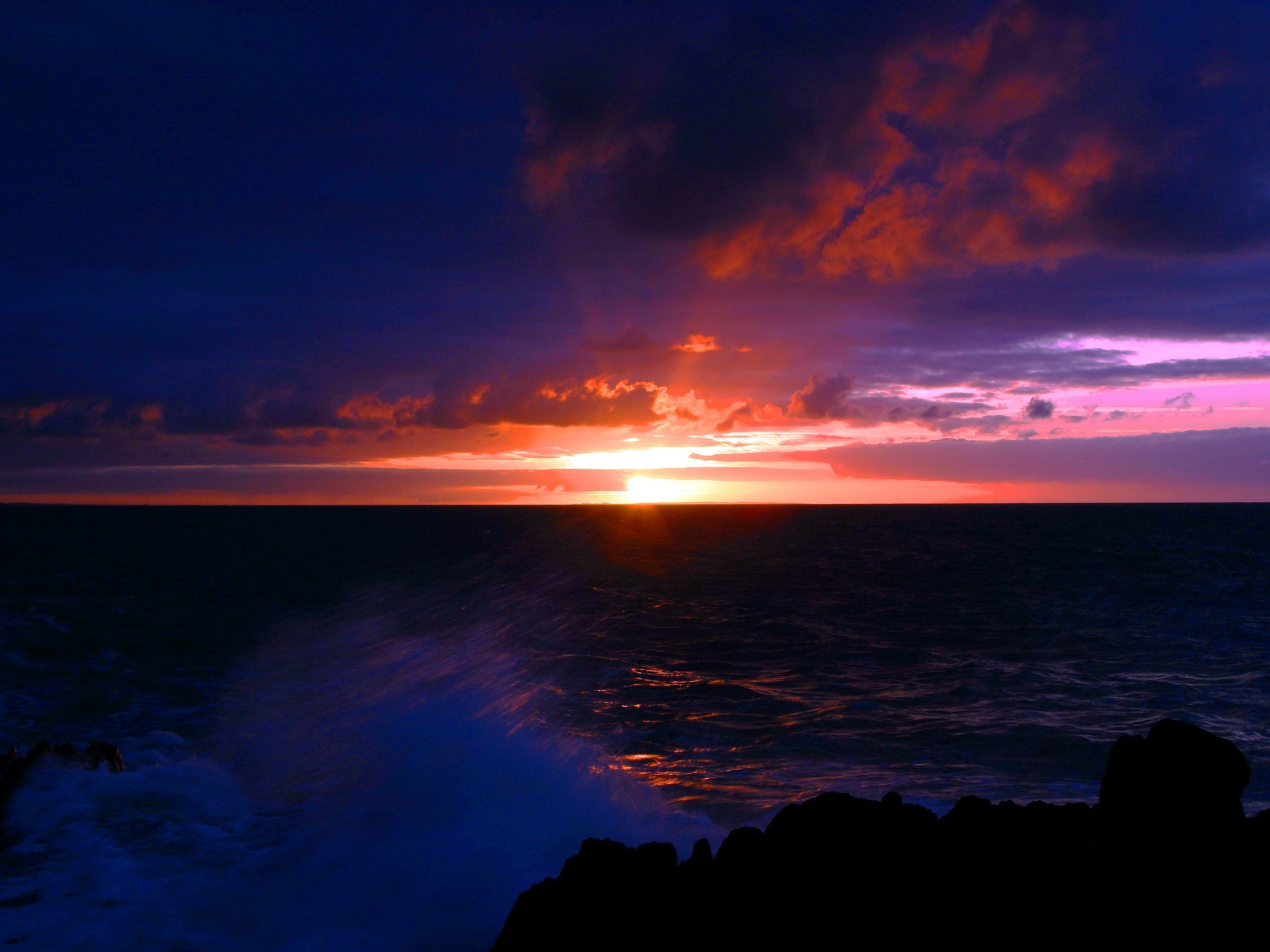 sonnenuntergang meer wolken