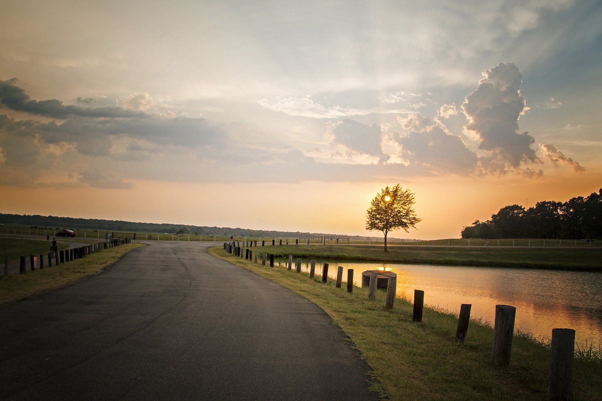 coucher de soleil route ciel paysage