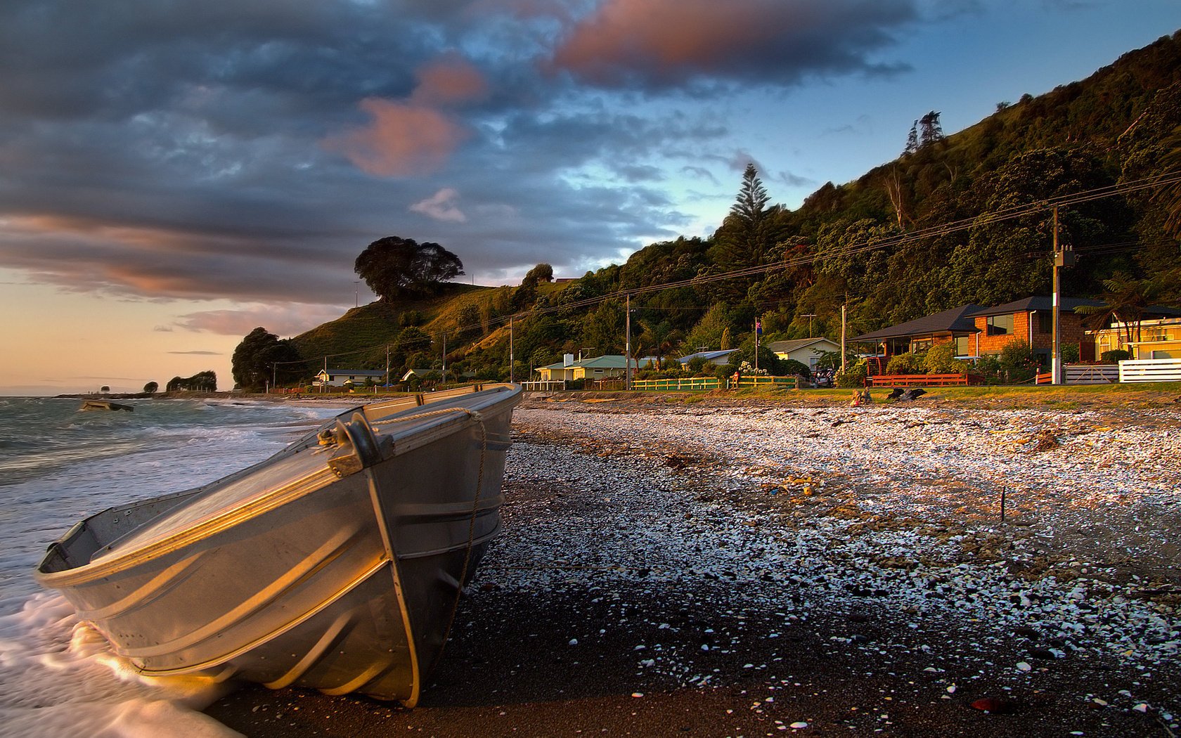 côte maison paysage mer bateau