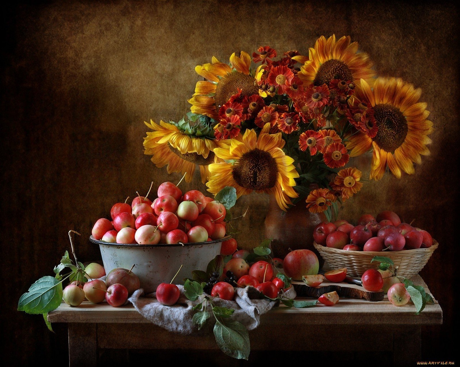 äpfel sonnenblumen