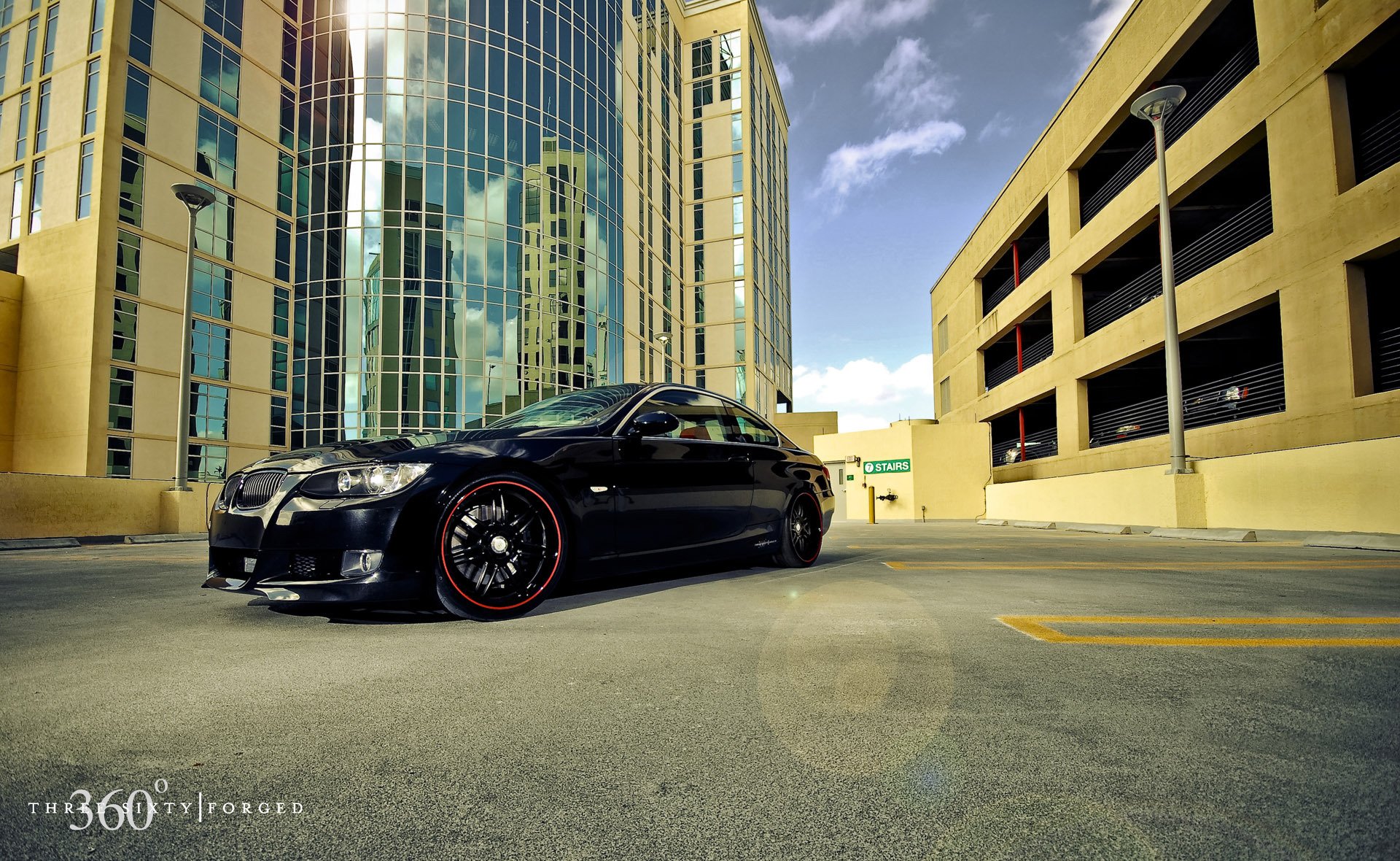 bmw 335i forged split seven town buildings reflection