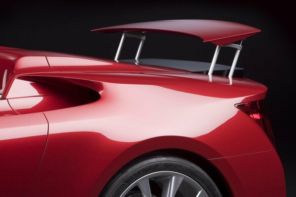 Stylish red spoiler on Lexus