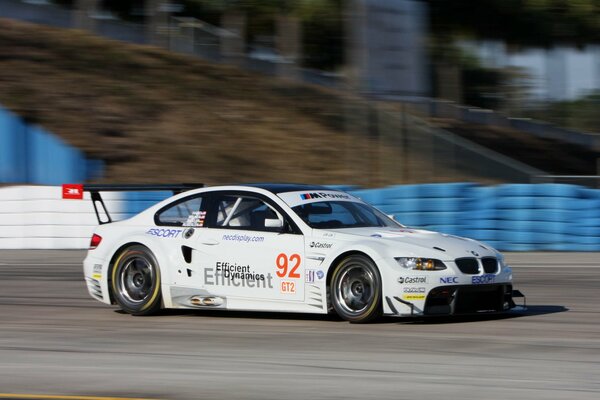 Bmw gt2 white on the highway while driving